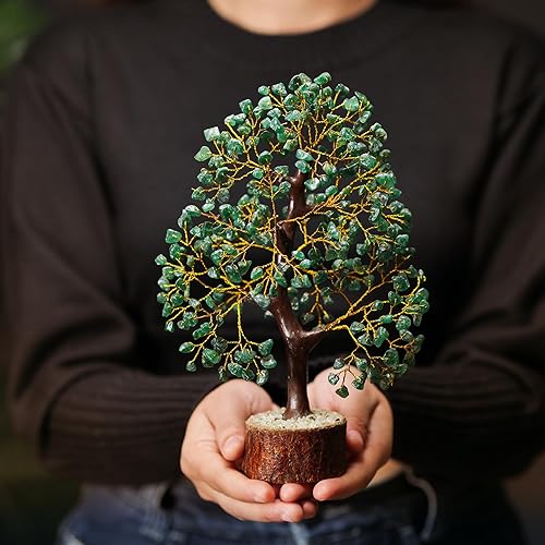 Miniatura 8 de SUBSH Árbol del dinero de piedra de aventurina verde, árbol de la vida, piedras curativas energéticas, bonsái de Feng Shui, curación de cristal de