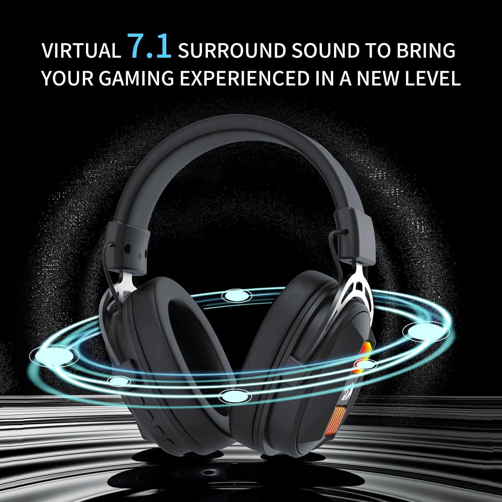 Redragon H375 Casque Gaming RGB USB Noir | casque gaming RGB son surround 7.1 pilotes 50mm coussinets confortables micro antibruit USB multi-plateformes noir