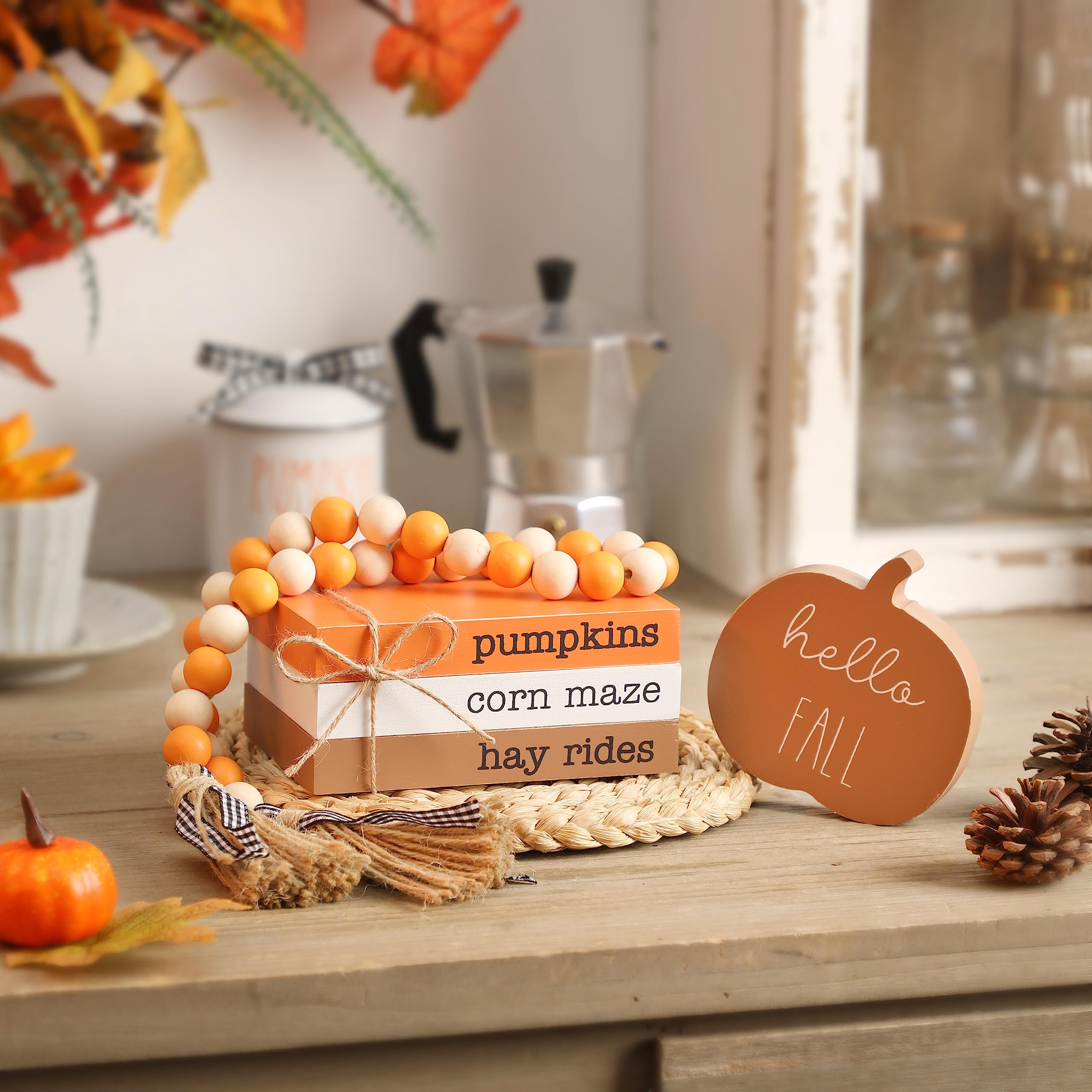 4 Stück Herbst-Deko-Buchstaben 'HERBST' Aus Holz | Vintage Bauernhaus-Stil, Für Tisch, Kaminsims & Regal | 12–14 Cm Hoch, Schwarze Schrift