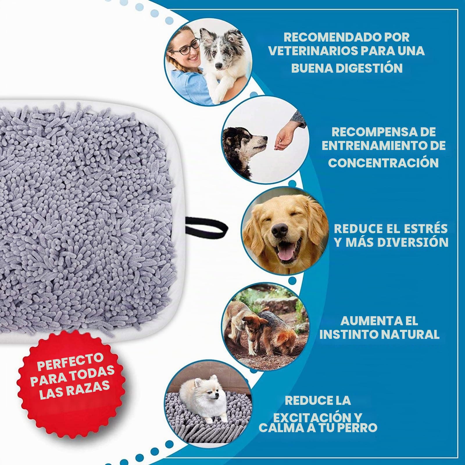 17" x 21" Alfombra Olfativa para Perros y Gatos, Snuffle Mat, Juguete Interactivo para Mascotas