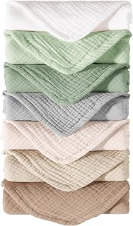 Konssy Muslin Baby Burp Cloths Sets for Unisex- 7 Pack Soft 100% Cotton Burping Clothes for Newborn，Baby Girls and Boys