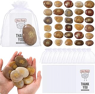 30 Sets You Rock Gifts Employee Appreciation Gifts Include 30 You Rock Engraved Inspirational Rocks Faith Stones, 30 Kudos Cards Thank You Notecards and 30 White Organza Bags for Coworkers Employees