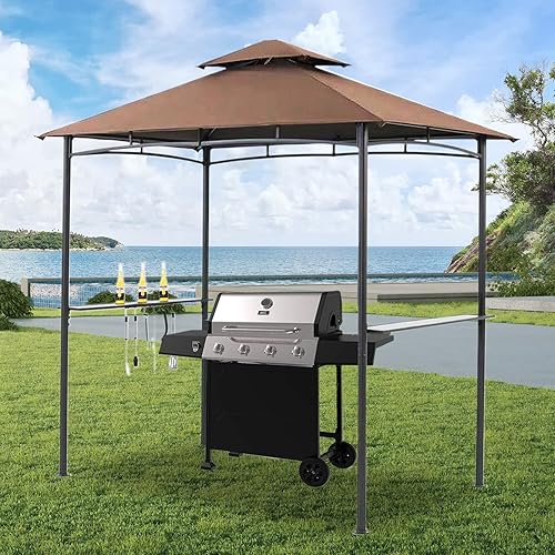 Gazebo para parrilla de 2 niveles para barbacoa, toldo para barbacoa y tienda de campaña para patio al aire libre (96 pulgadas de largo x 60