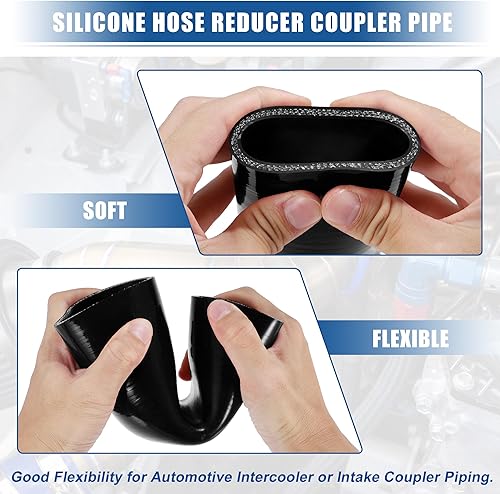 Miniatura 7 de X AUTOHAUX 45 grados 2.0 pulgadas a 3.0 pulgadas ID 4 capas reductor de codo de coche acoplador de manguera de silicona tubo intercooler tubería de