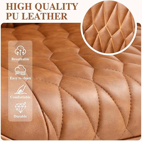 Miniatura 4 de Silla de escritorio de oficina en casa, silla moderna de piel sintética con soporte lumbar, silla ergonómica de computadora con respaldo medio,