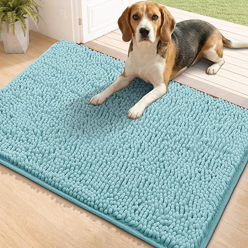 Miniatura 46 de Bcoimo Tapete súper absorbente para puerta de perro, 30 x 20 pulgadas, tapete antideslizante para patas fangosas, alfombras para mascotas para patas