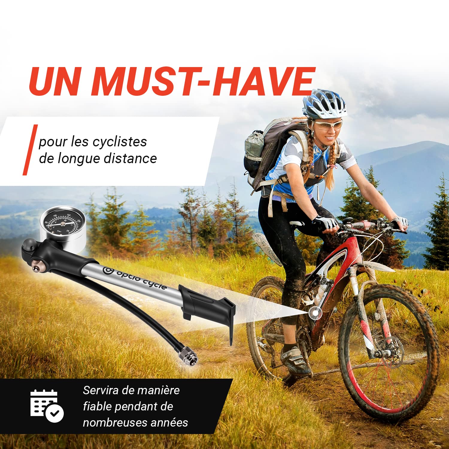 Pompe Haute Pression VTT avec Manomètre pour Suspension Fourche Compatible Fox RockShox Manitou