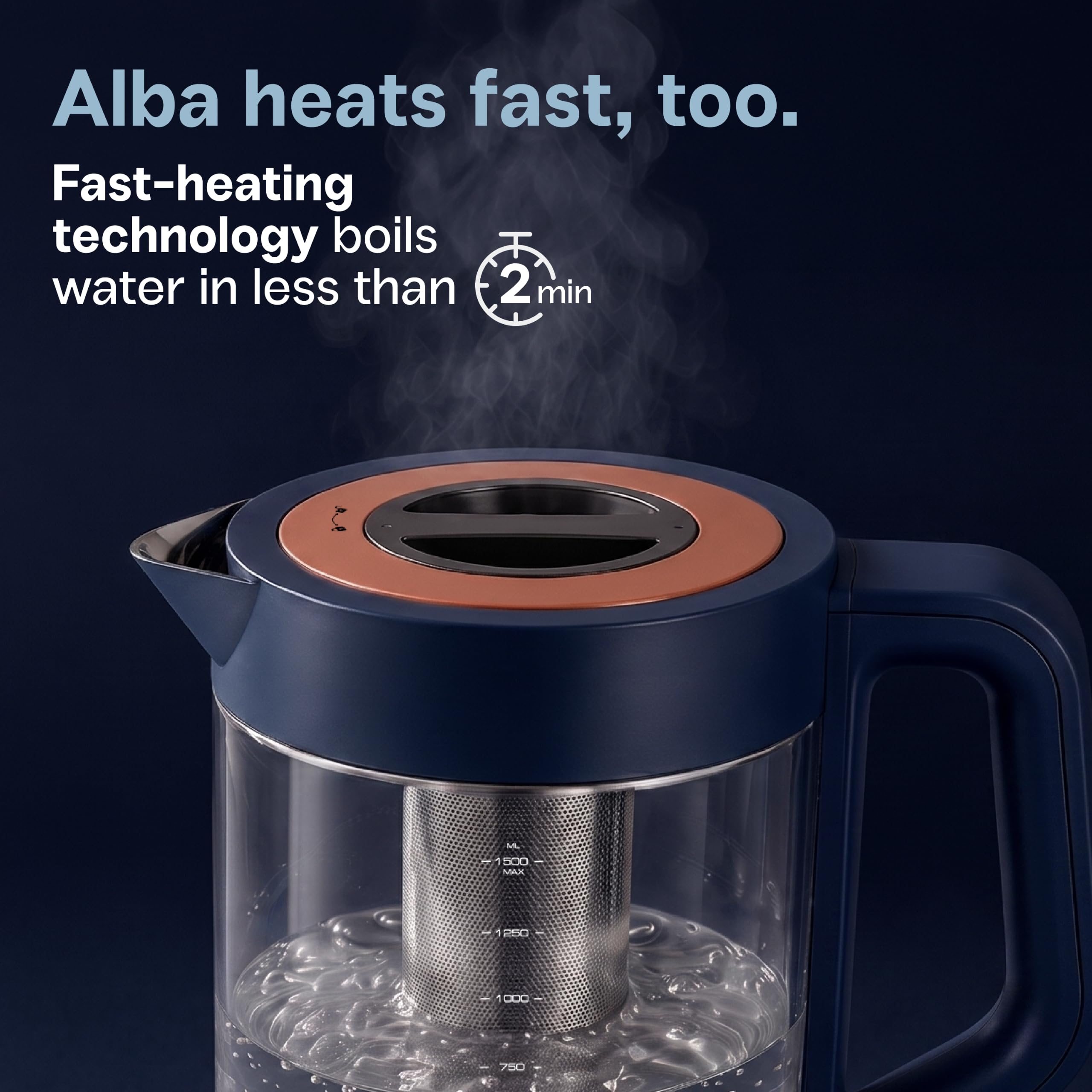 Viante Alba Electric Tea Kettle - Stainless Steel -5