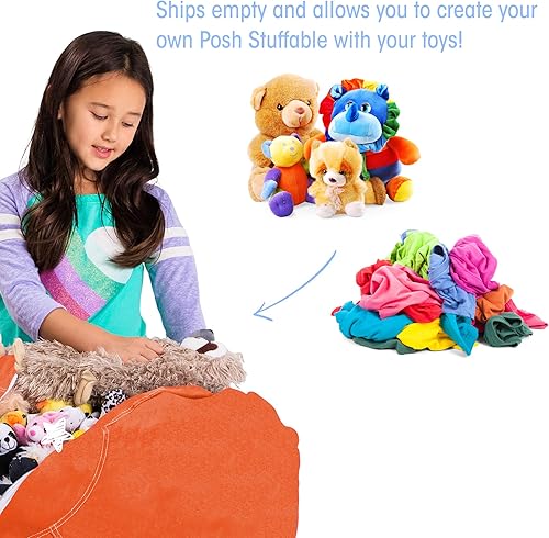 Miniatura 380 de Posh Funda de Silla Puf Rellenable para Almacenamiento de Animales de Peluche para Niños - Organizador de Juguetes Infantiles, Grande-38 - Lona