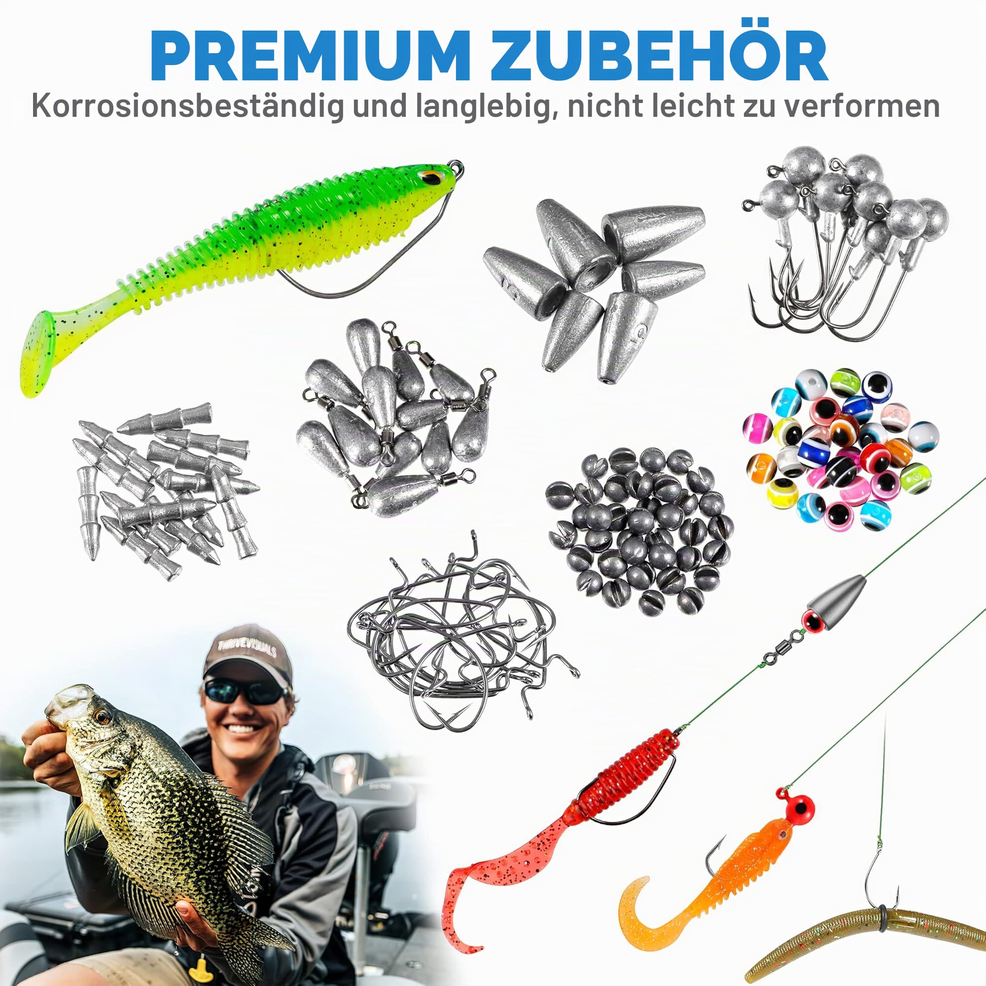 PLUSINNO Angelköder für Barsch, 16 Spinnerköder mit tragbarer Tragetasche, Barschköder, Forellenköder, Hartmetall-Spinnköder-Set