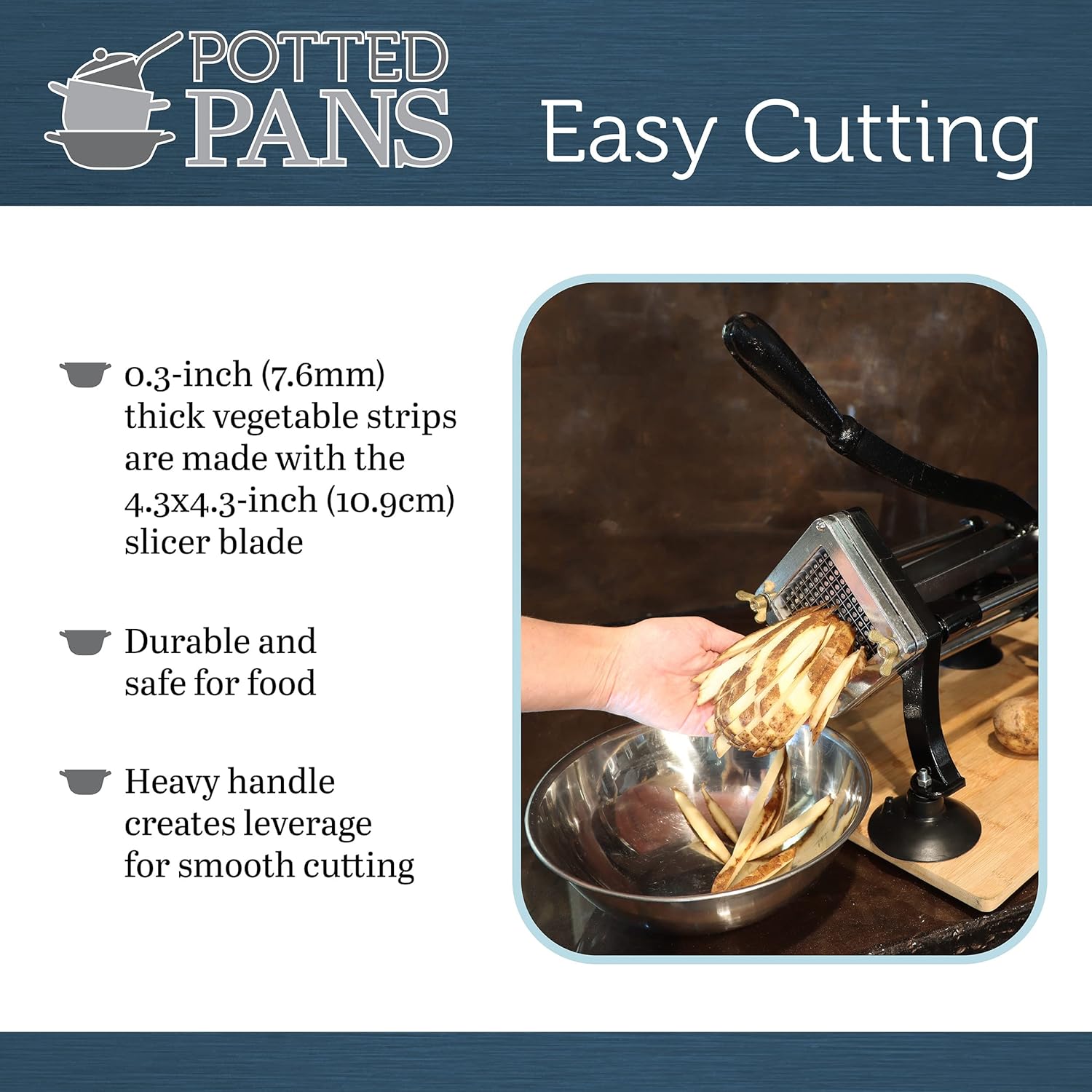 Metal Potato Slicer French Fries Maker with 5/16in Blade - Veggie Chopper and French Fry Cutter Machine