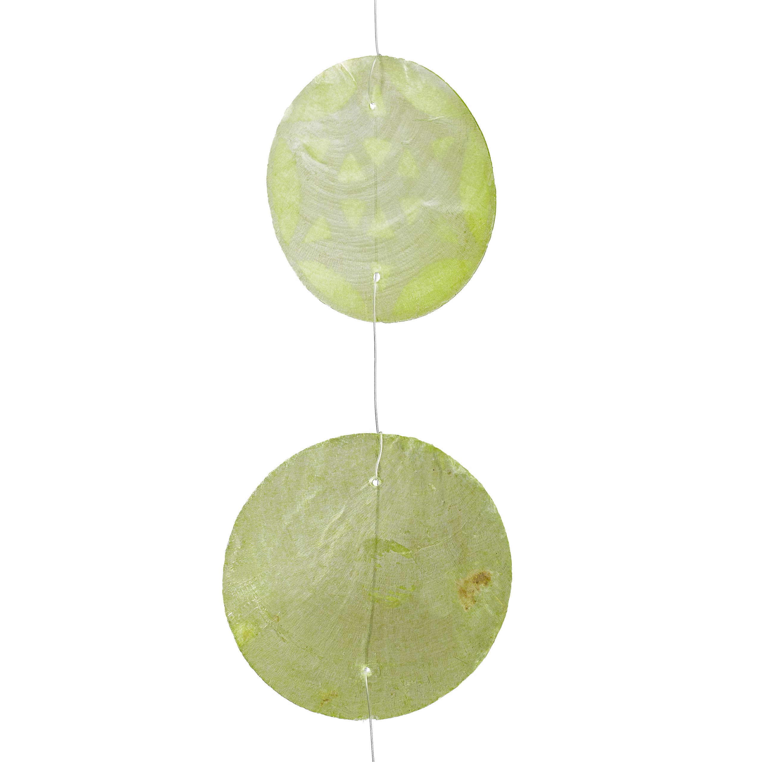 Relaxdays Capiz Girlande 4er Set, für Fenster, Balkon, Tür, Muschelplättchen Vorhang, Dekoketten 180 cm, Stern, hellgrün