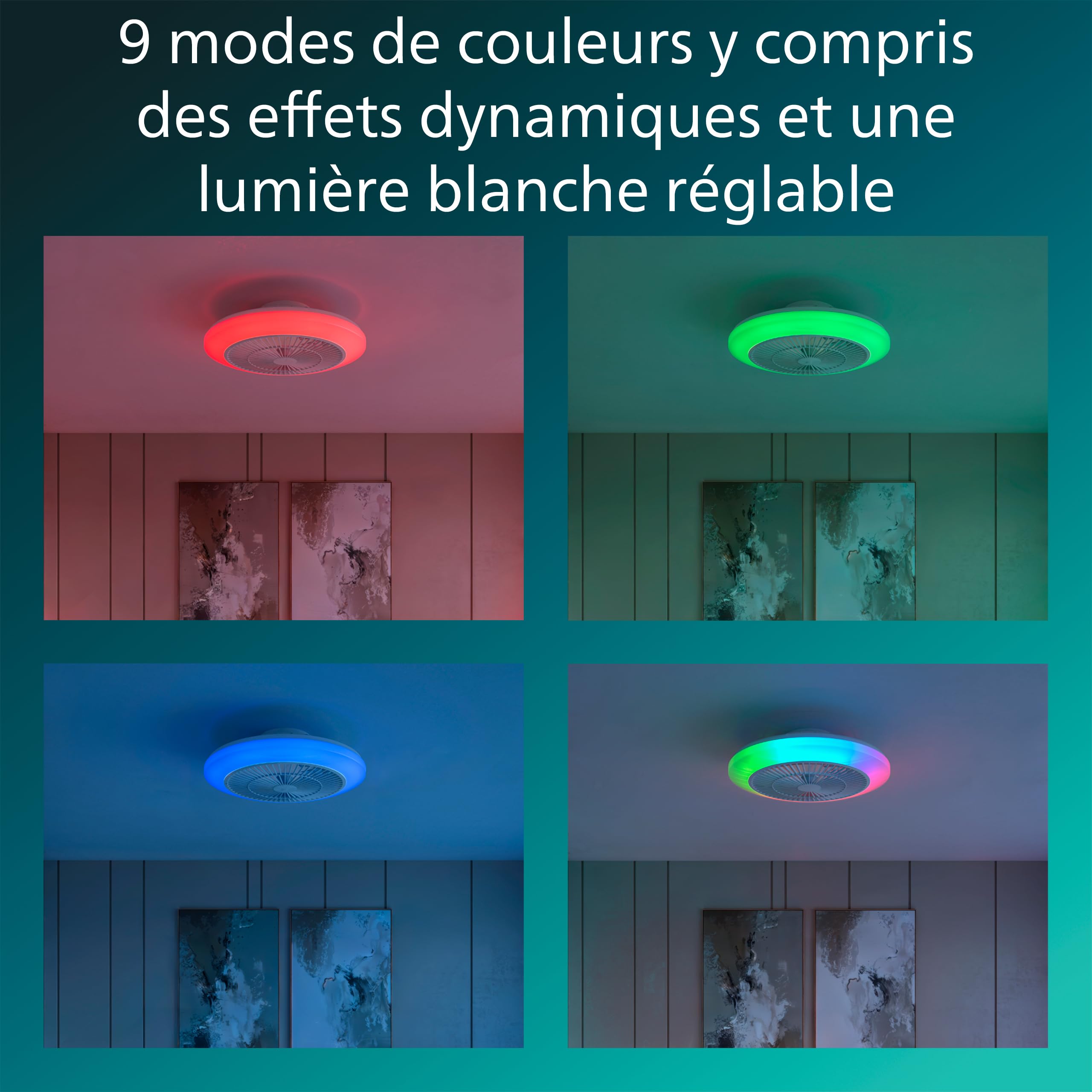 Philips, Plafonnier LED Ventilateur Amigo, Avec Télécommande, Ø 48cm, Blanc