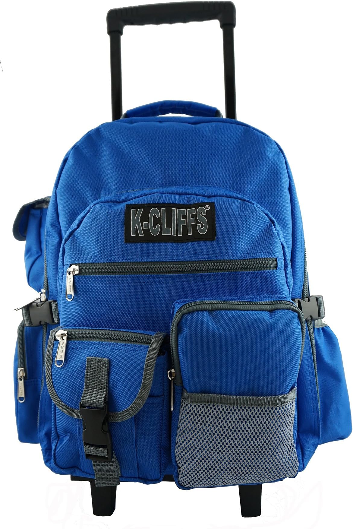 K-Cliffs Rolling Backpack Deluxe Wheeled School Student Bookbag with Wheels | Royal Blue