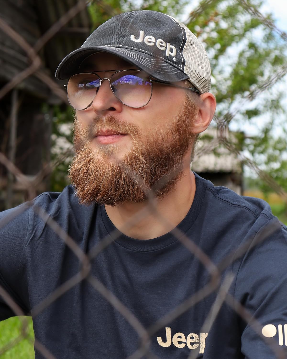 Jeep Trucker Hat – Garment Washed Adjustable Snapback Cap, Low Profile Unstructured Mesh Back Baseball Cap