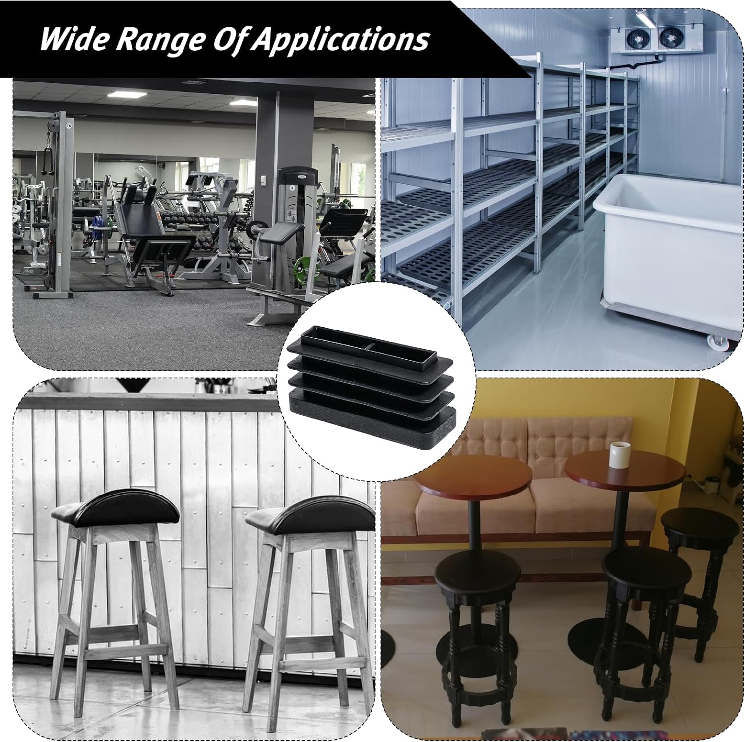 20 Pieces Rectangle Chair Leg Caps, Plastic Caps and Plugs Black Anti-Slip Rectangular Tube Hole Plastic Cap Rectangle Pipe Plug Insert Cap for Tables Fences Chairs Metal Pipes Columns Bookshelves