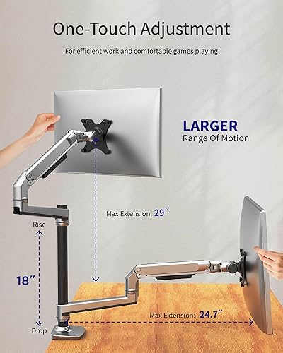 Miniatura 3 de Soporte para monitor doble, soporta pantallas de hasta 40 pulgadas y 25 libras, brazo doble para monitor totalmente ajustable con abrazadera en C y