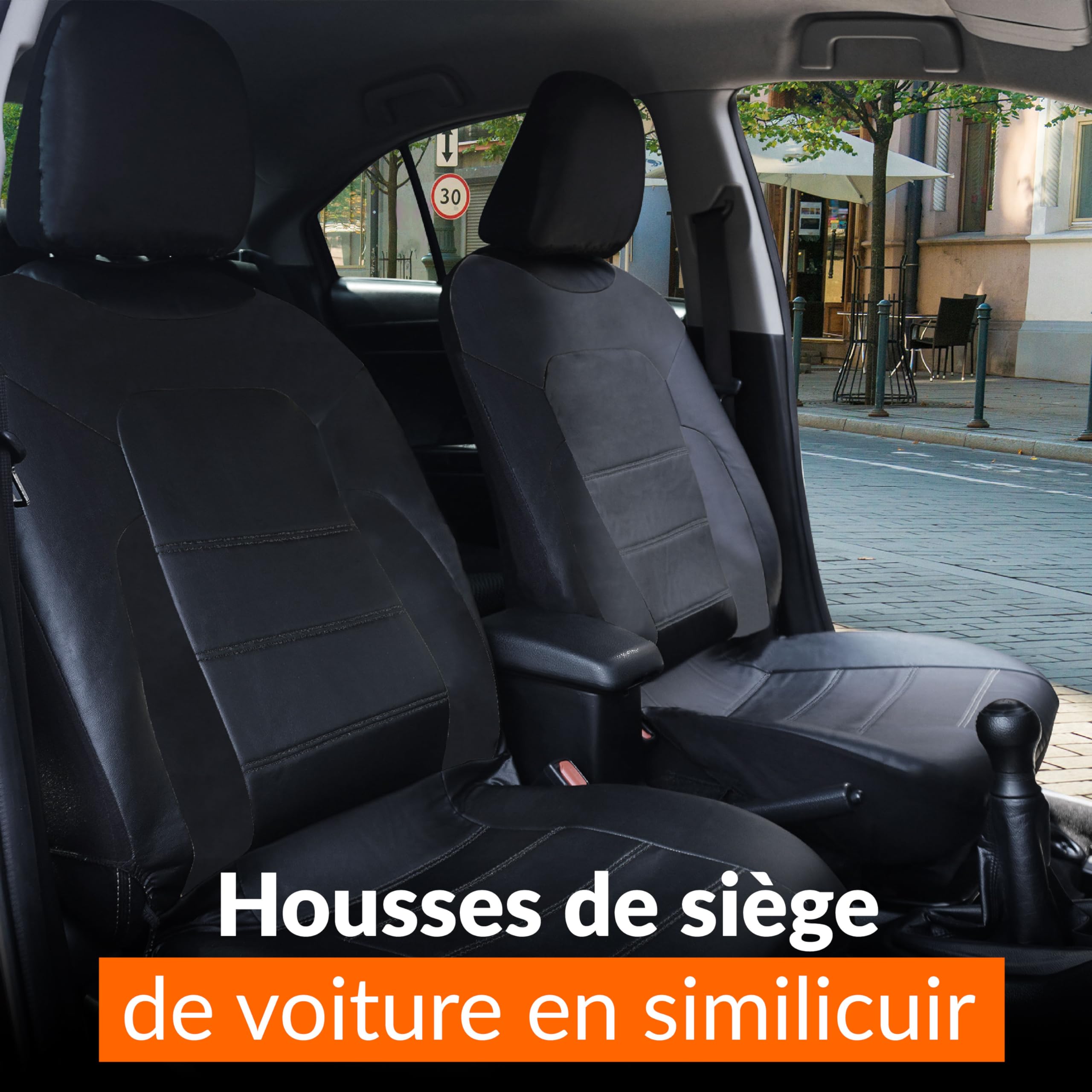 upgrade4cars Housses de Siège de Voiture Avant Simili-Cuir Universelle | Simili cuir facile à nettoyer | plupart des voitures | Été & Hiver