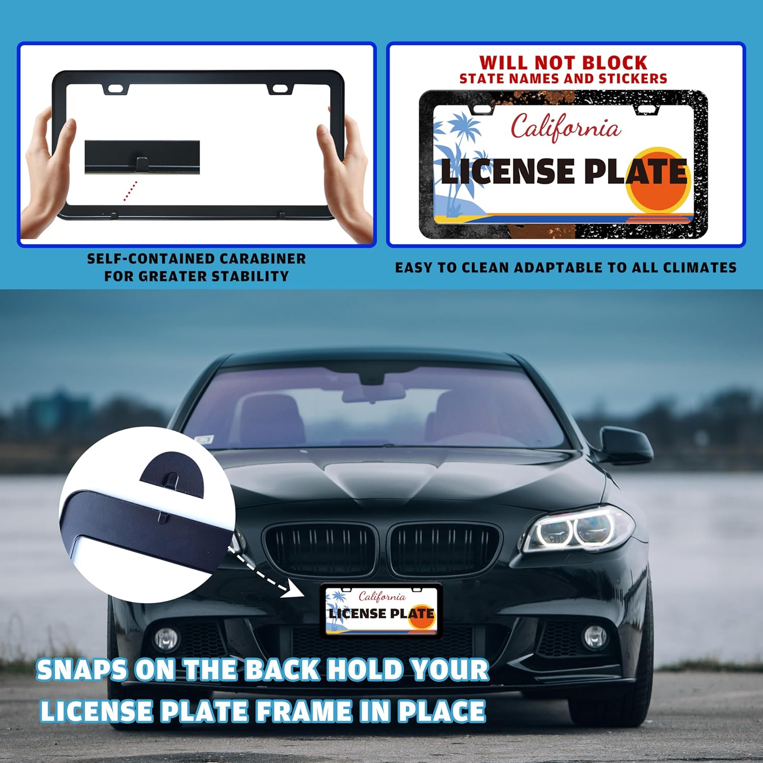 Cute Cat License Plate Frame 2 Pack Funny Cat Head License Plate Holder Cartoon Pet Animal for Front or Rear Car Tags Stainless Steel Car Decoration with Screws 6.3 X 12.2 Inch