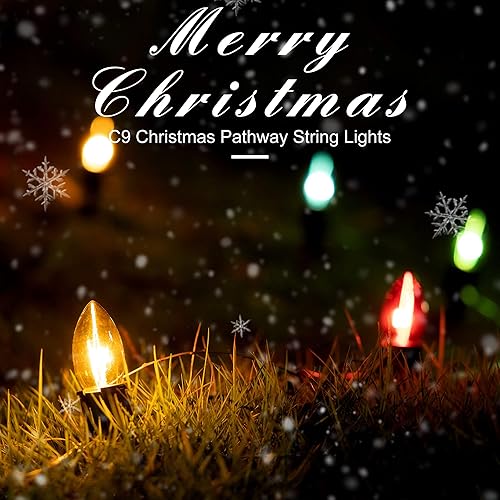 Miniatura 4 de Luces de camino de Navidad para exteriores de 29 pies, 25 paquetes de luces de Navidad C9 con estacas para exteriores, luces de camino de Navidad