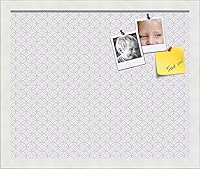 Vista 204 de PinPix Tablero de anuncios de corcho de 12 x 12 pulgadas. Este tablero decorativo enmarcado viene con diseño de círculos B W y un marco blanco