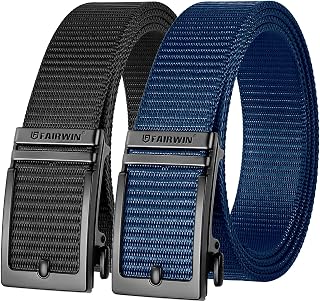 Golf Belts for Men 2 Pack Mens Ratchet Casual Belts for Jeans Adjustable Slide Belt Carry Belt Web Nylon Belt