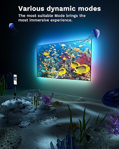 Miniatura 4 de Lytmi Luces LED para retroiluminación LED de TV, retroiluminación RGBIC de 18 pies para TV de 56 a 75 pulgadas, sincronización de luz LED de TV con