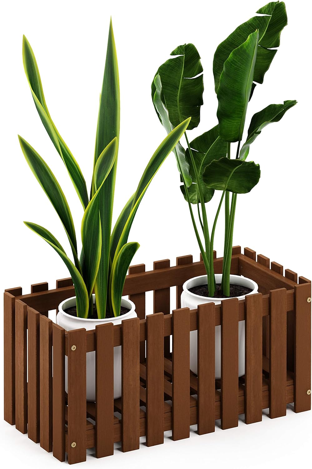 Furinno FG18453 Tioman Hardwood Patio Furniture Outdoor Slat Style Flower Planter Box, Natural