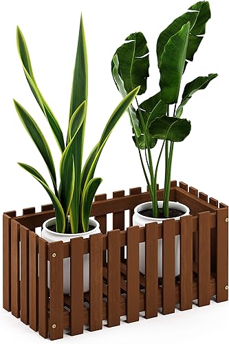 Furinno FG18453 Tioman - Jardinera de madera dura para patio, estilo listón, para exteriores, color natural