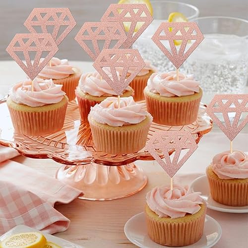 Miniatura 4 de 36 piezas de adornos de diamantes para cupcakes con purpurina de diamantes para bodas, compromisos, despedidas de soltera, cumpleaños, aniversario,
