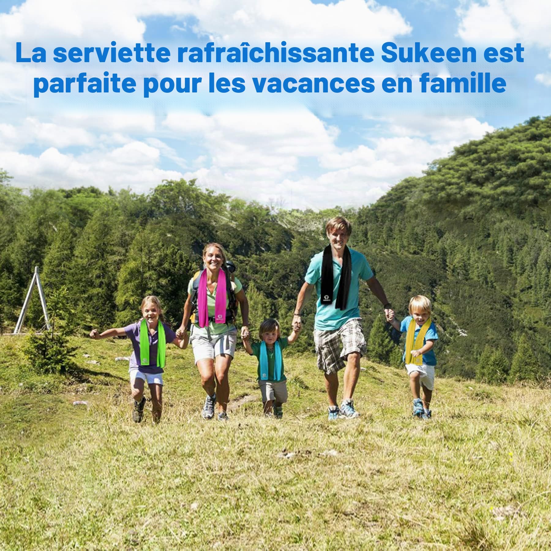 Sukeen Lot de 4 Serviettes rafraîchissantes en Microfibre Douce et Respirante pour Yoga, Sport, Course à Pied, Gym, entraînement, Camping - 101,6 x 30,5 cm