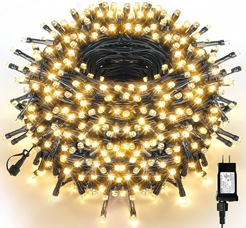 VTECHOLOGY Cadena de 300 luces LED para árbol de Navidad de 105 píes para interiores y exteriores, con certificación UL, 8 modos con enchufe de