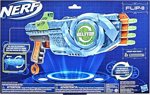 Vista 4 de Nerf Elite 2.0 Flipshots Flip-8 Blaster, barriles de dardos giratorios, capacidad de 8 dardos, 8 dardos de élite, lanzadores de espuma de juguete