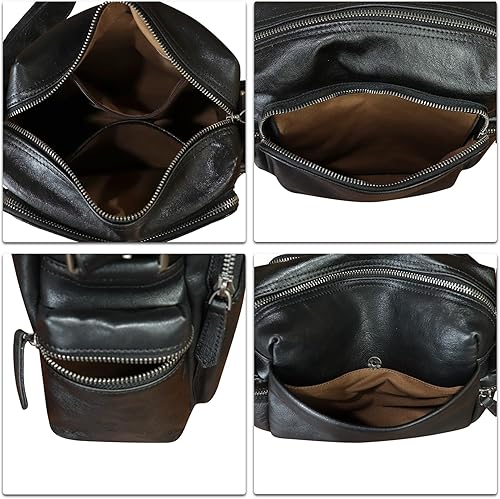 Miniatura 7 de IVTG Bolso de cuero genuino y bolso de mensajero para hombre, bolso de hombro de cuero a la moda, maletín, bolso cruzado, correa