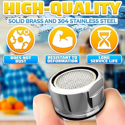 Miniatura 3 de 4 piezas de repuesto de aireador de grifo de baño, 15 pulgadas16 pulgadas, 0.945 in, accesorio de fregadero de baño de cocina aireador de alto flujo