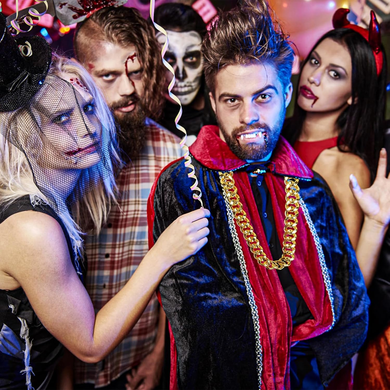 Men's Big Gold Chain Necklace: 16 Pcs Fake Chunky Gold Chain Costume Accessories, Hip Hop Rapper Jewelry 80s 90s Punk Style Halloween Party, 32 Inches - Image 9