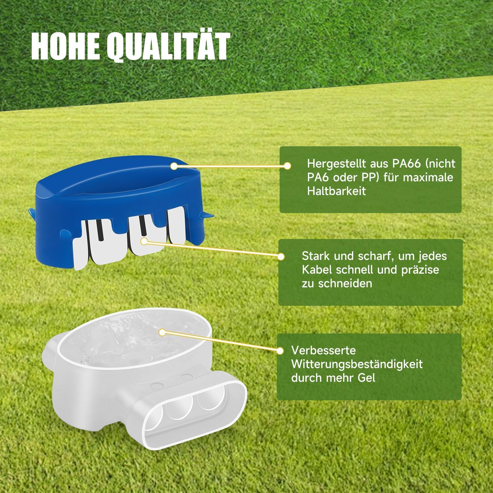 Garvee Cable Perimetral para Robot Cortacésped Kit de 150m con 450 Piquetas y 15 Conectores, Hilo Delimitador de Cobre y Plástico de Alta Conductividad Compatible con Modelos Principales, Negro Verde