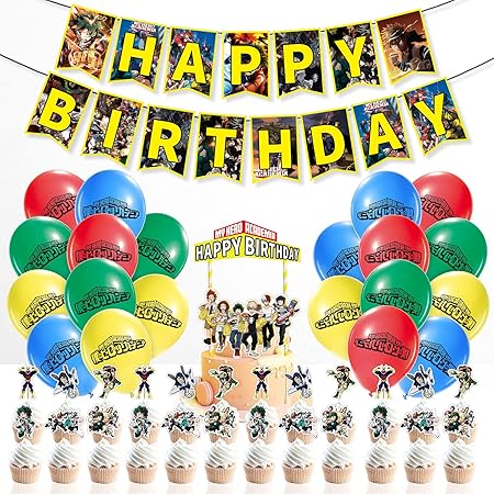 Haftss 僕のヒーロー 誕生日 飾り付け アニメ 風船 キャラクター バルーン Happy Birthday 飾り ハッピーバースデー ガーランド バースデー 飾り パーティーデコレーション パーティー用品 風船 バルーン おもちゃ