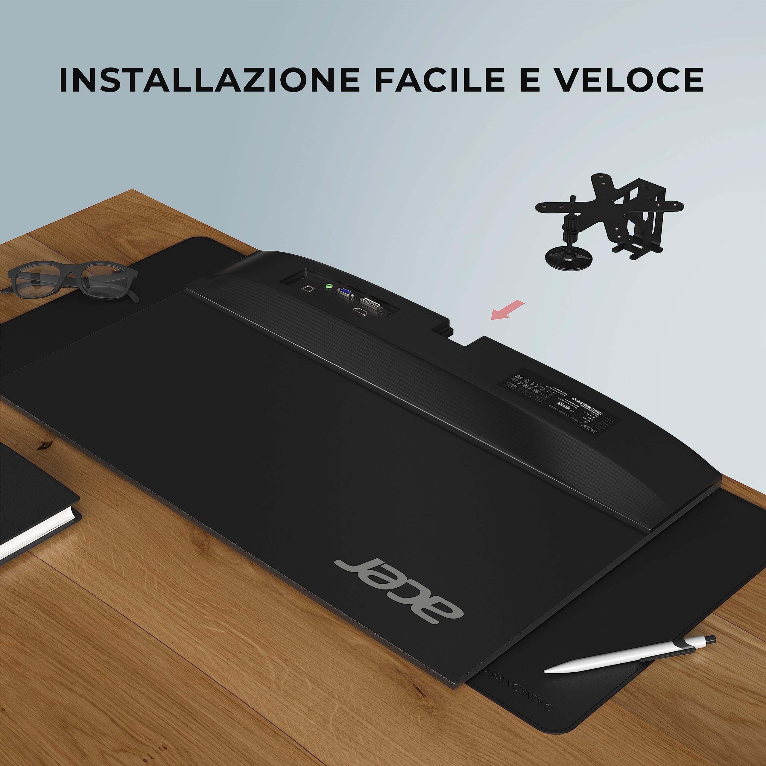 HumanCentricStaffa adattatore di montaggio VESA compatibile con monitor Acer R240HY bidx, R221Q, R271, SB220Q, R241Y, RT240Y, RT270, SA220Q, SA230 bi, SA240Y, SA270 Bbix, SB230, SB240Y e altri