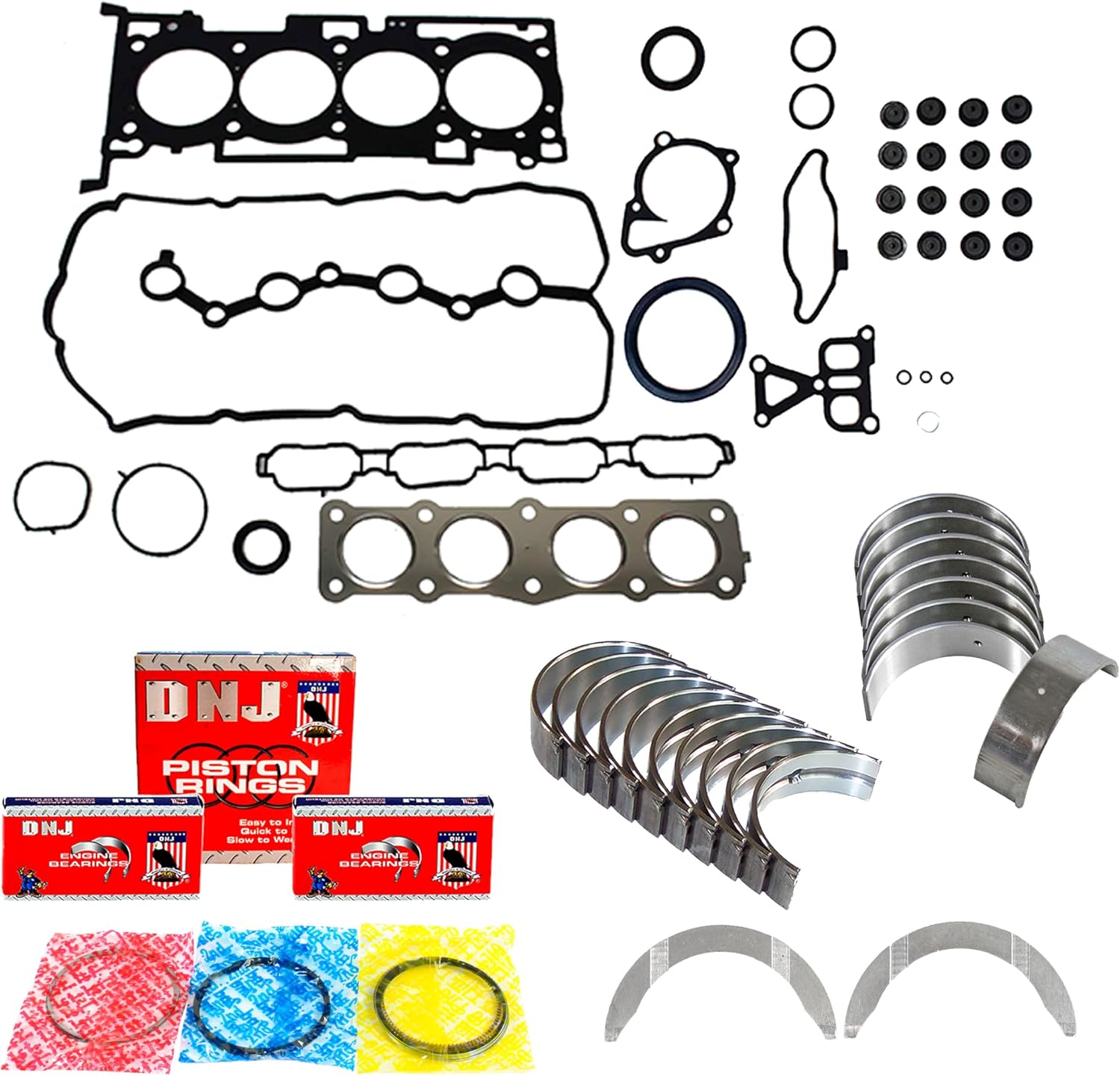 DNJ RRK4297 Re-Ring Kit for 2015-2021 Hyundai Santa Fe, Santa Fe Sport, Sonata 2.4L L4 16V DOHC 2359cc