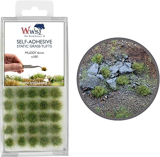 War World Scenics Self Adhesive Static Grass Tufts x 100 â€“ Muddy, 6mm â€“ Model Railway Wargame Scenery Railroad Modelling Diorama Miniature Hobby Tabletop