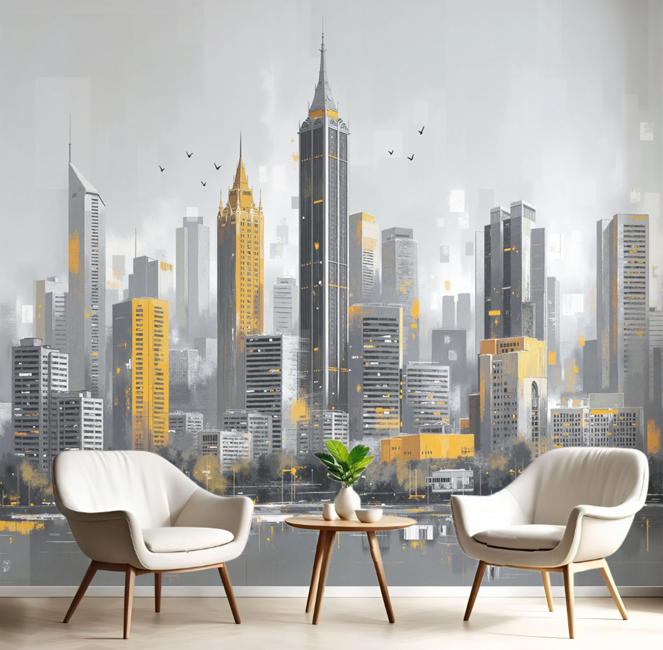 Papier peint panoramique 3D effet relief gris anthracite revêtement mural