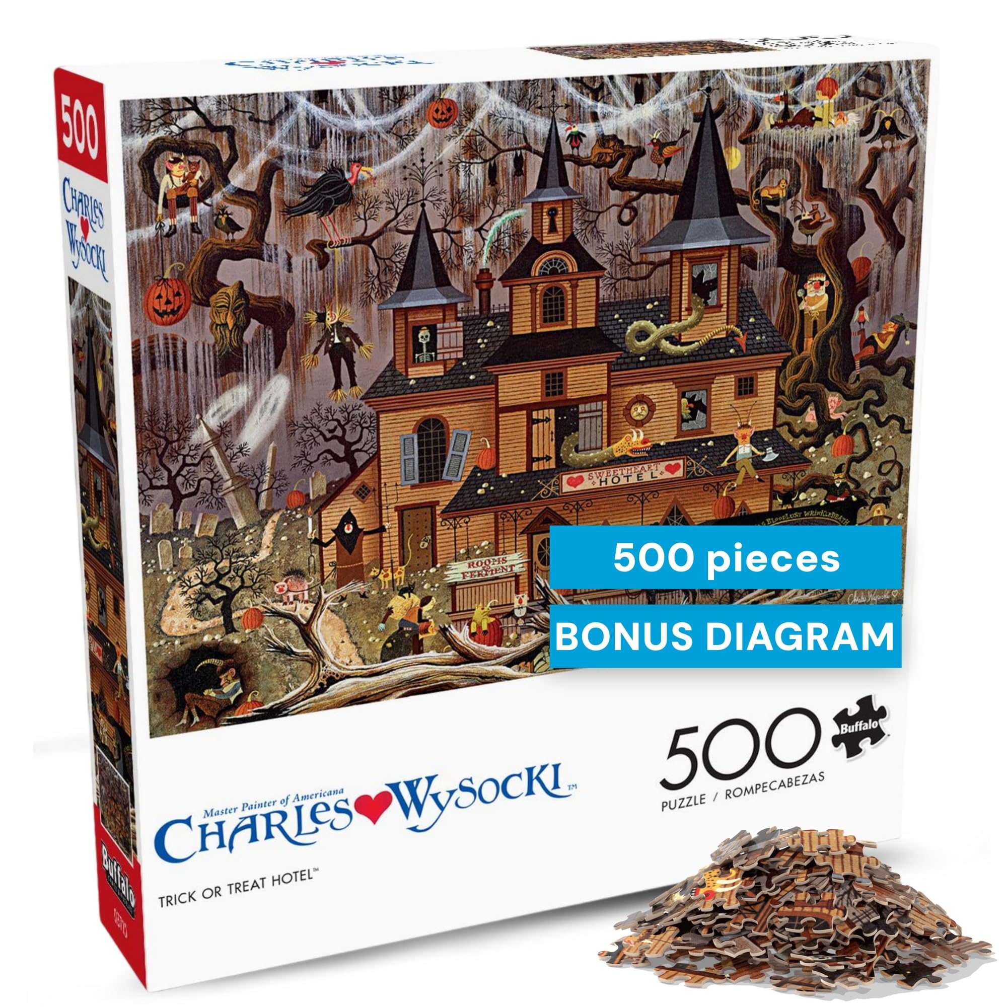 Amazon.com: Buffalo Games - Trick or Treat Hotel - 500 Piece