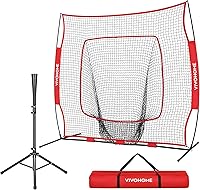 VIVOHOME 7x7 Ft Baseball Softball Batting Net with Adjustable Tee & Carry Bag - Durable Backstop for Hitting, Pitching Practice