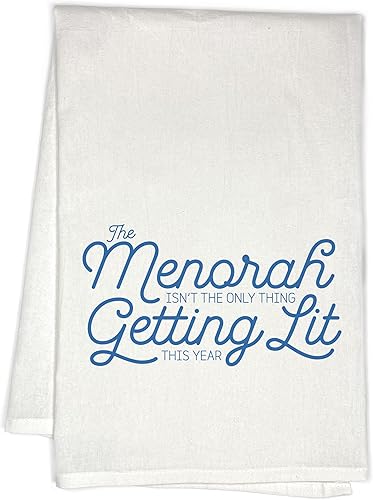 RubiaRojo Toalla de cocina Hanukkah  Deck The Halls with Matzo Balls  Toalla de mano de saco de harina blanca