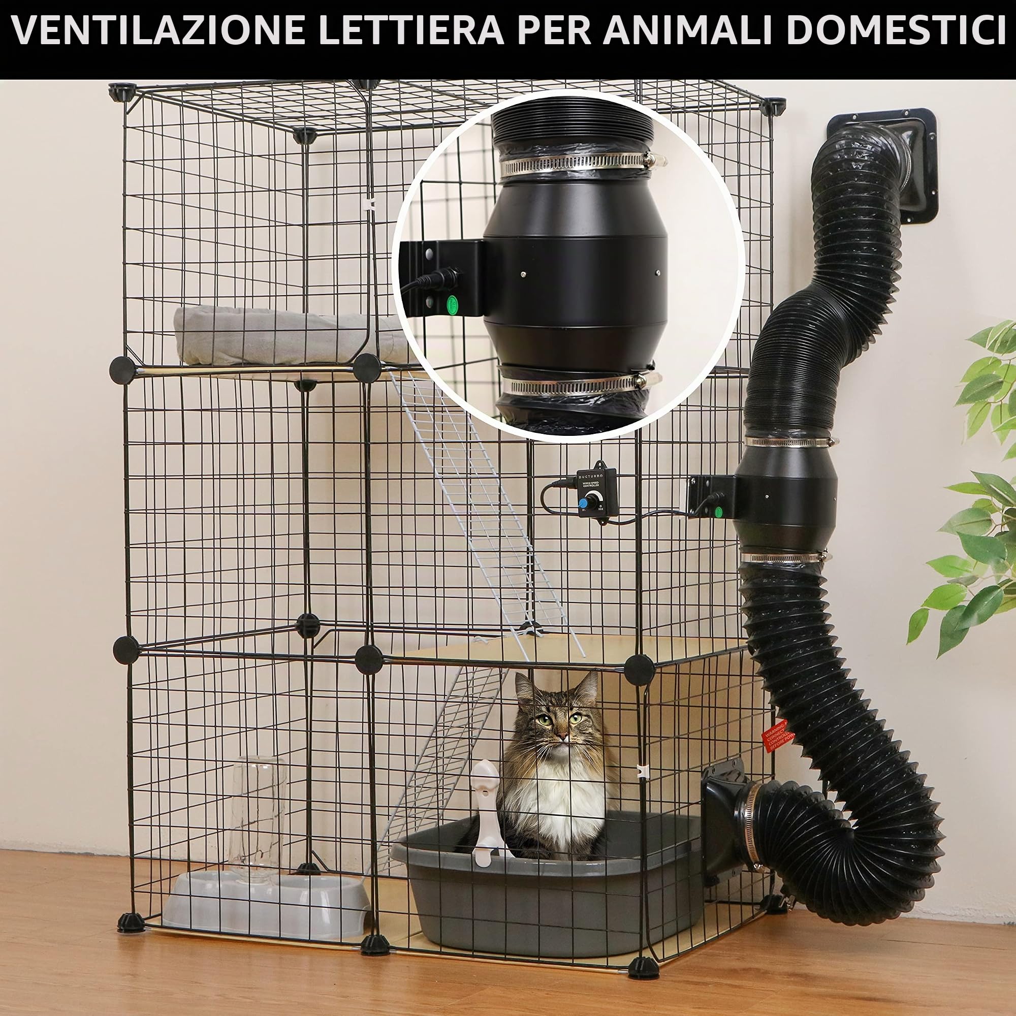 Ventola Aspirazione 100mm regolabile, Ventilatore del Condotto, Massimo Estrazione 275m³/h Ventola di Aspirazione, Estrattore aria in linea con controllore di velocità variabile