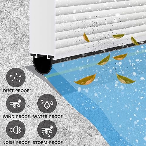 Miniatura 5 de MYFAMIREA Tira de sello de umbral inferior de puerta de garaje de 16.5 pies con adhesivos negros de 10.1 fl oz, sello universal de goma para umbral