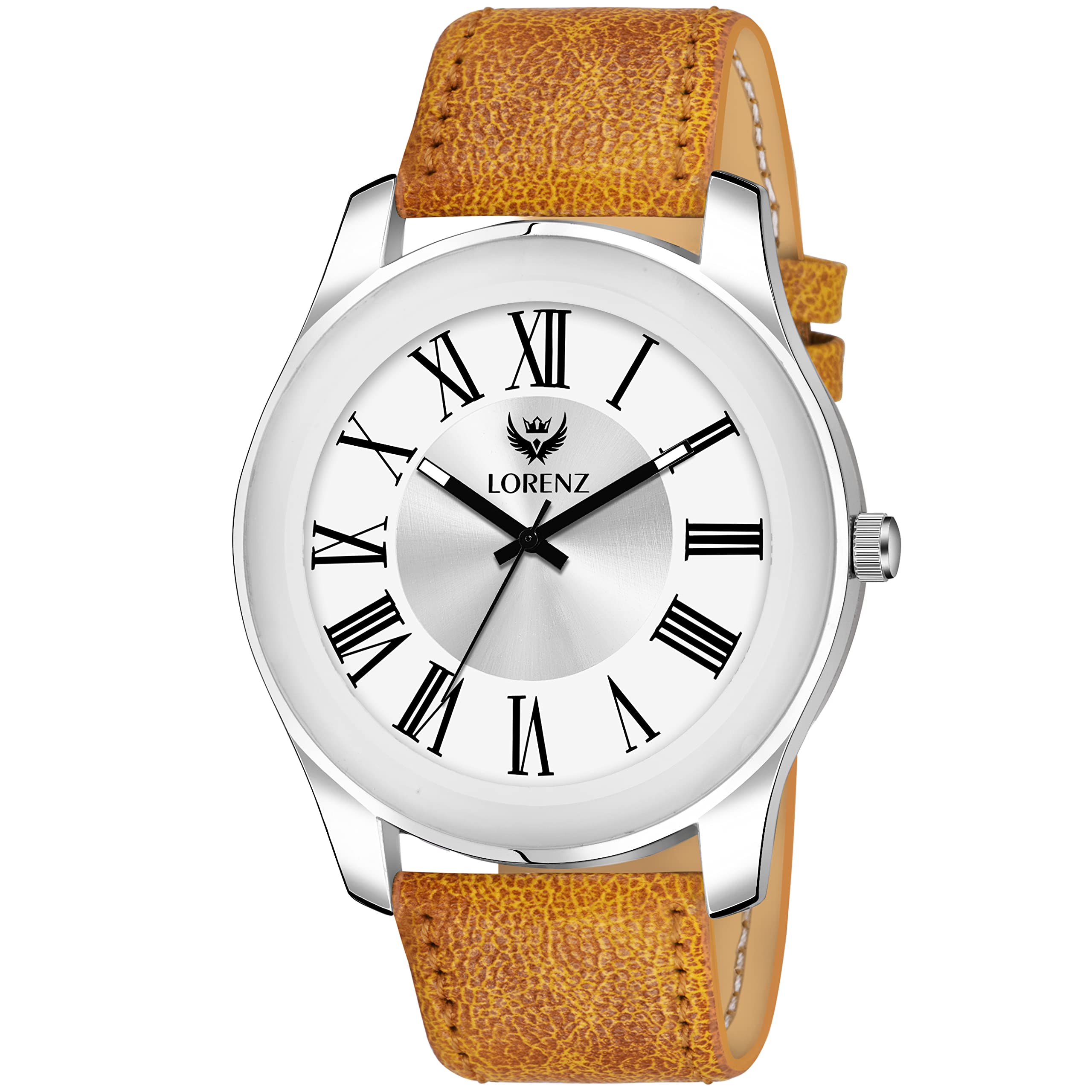 Silver Roman Dial Analogue Leather Watch For Men & Boys | Mk-405R