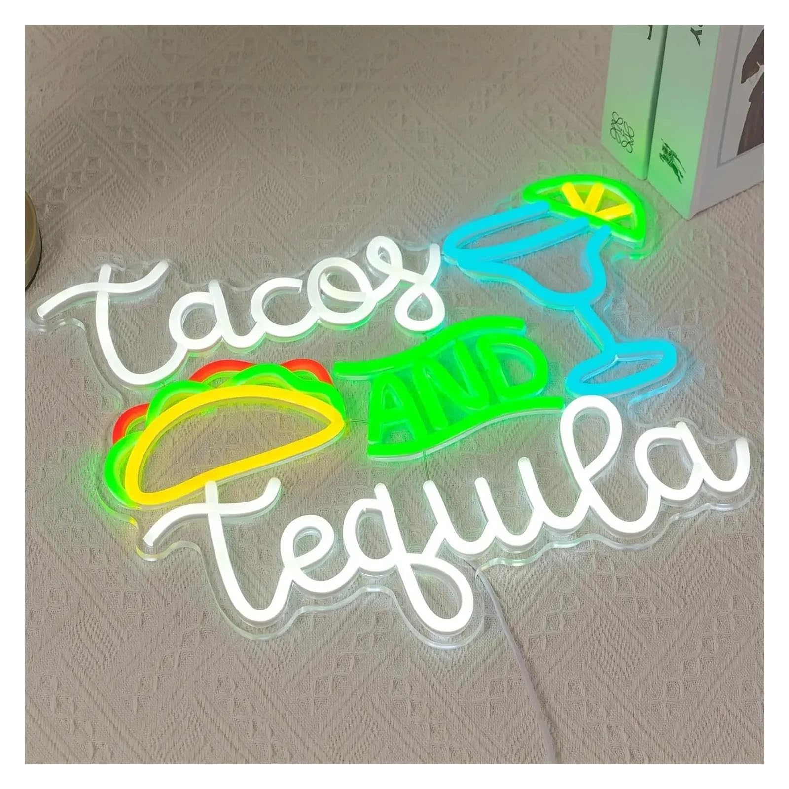 Decoración Lámparas Letrero De Neón Tacos Y Tequila, Decoración Pared Para Dormitorio, Sala Juegos, Estar, Fiesta Cumpleaños 48x42cm