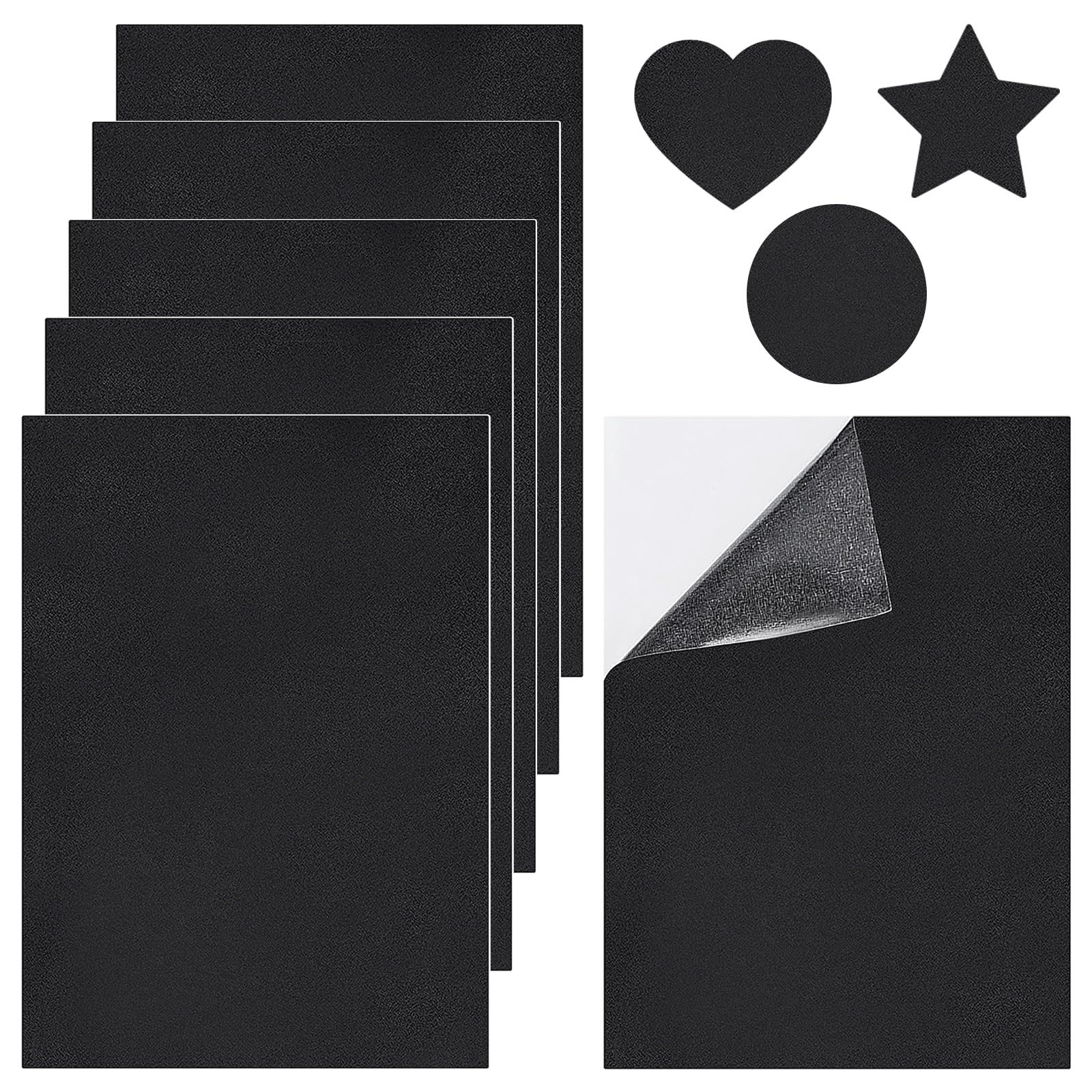 Simsky 6 Stück Selbstklebende Schaumstoffplatte, 300x210x3mm rutschfeste Schaumstoffmatte mit Kleberücken Moosgummi Platten Polster für Möbel DIY Türen, Schwarz